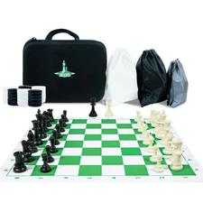 Travel Chess Set 20" Silicone Board & Plastic Pieces, Portable 2-in-1 Kids Ad...