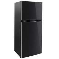 RecPro RV 10 Cu Ft Black Refrigerator | 12V DC | Double Door