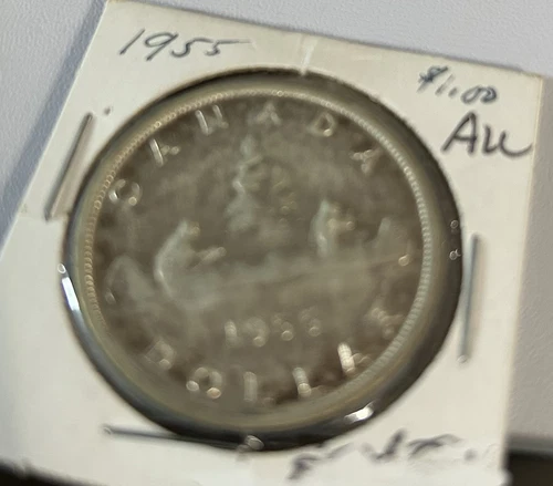 1955 Canada 80% Silver Dollar Coin $1 BU - Queen Elizabeth II