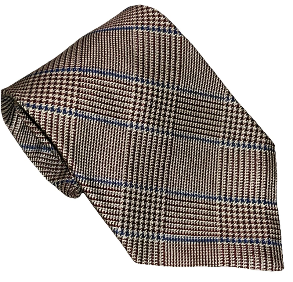 Corbata a cuadros de seda roja, blanca y azul Lauren Ralph Lauren RLL etiqueta verde para hombre Foto 3 de 4