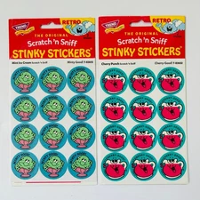 TREND Scratch n Sniff RETRO STINKY STICKERS CHERRY PUNCH + MINT ICE CREAM 2 pack