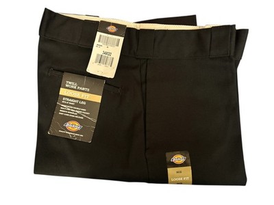 dickies mens loose fit double knee cell phone pocket work pants black 34x32 new