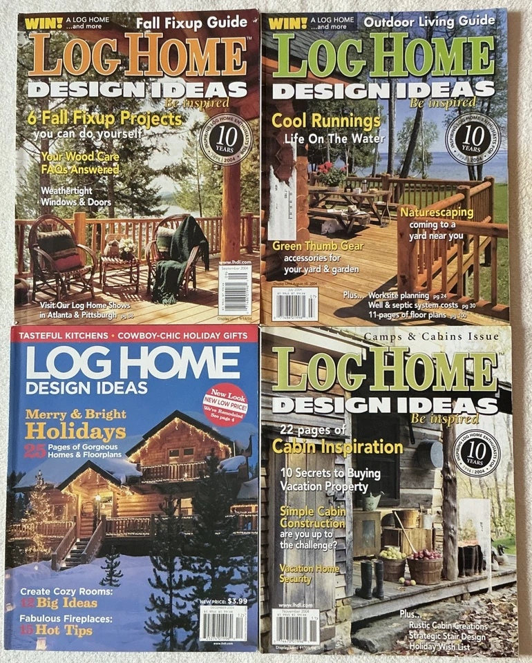 Log Home Design Ideas Magazine Lot 2004 Cabin Plans DIY Rustic Living 4 Issues - Image 2 of 4