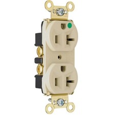 Leviton Duplex Outlet, 20A, 125V, NEMA 5-20R, Heavy-Duty, Ivory