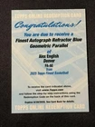 2024-25 TOPPS FINEST ALEX ENGLISH BLUE GEOMETRIC FINEST AUTOGRAPH /99 REDEM
