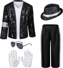 Dance Star Kids Costume for Boys 80S 90S Pop Stage Cosplay Party Halloween Role