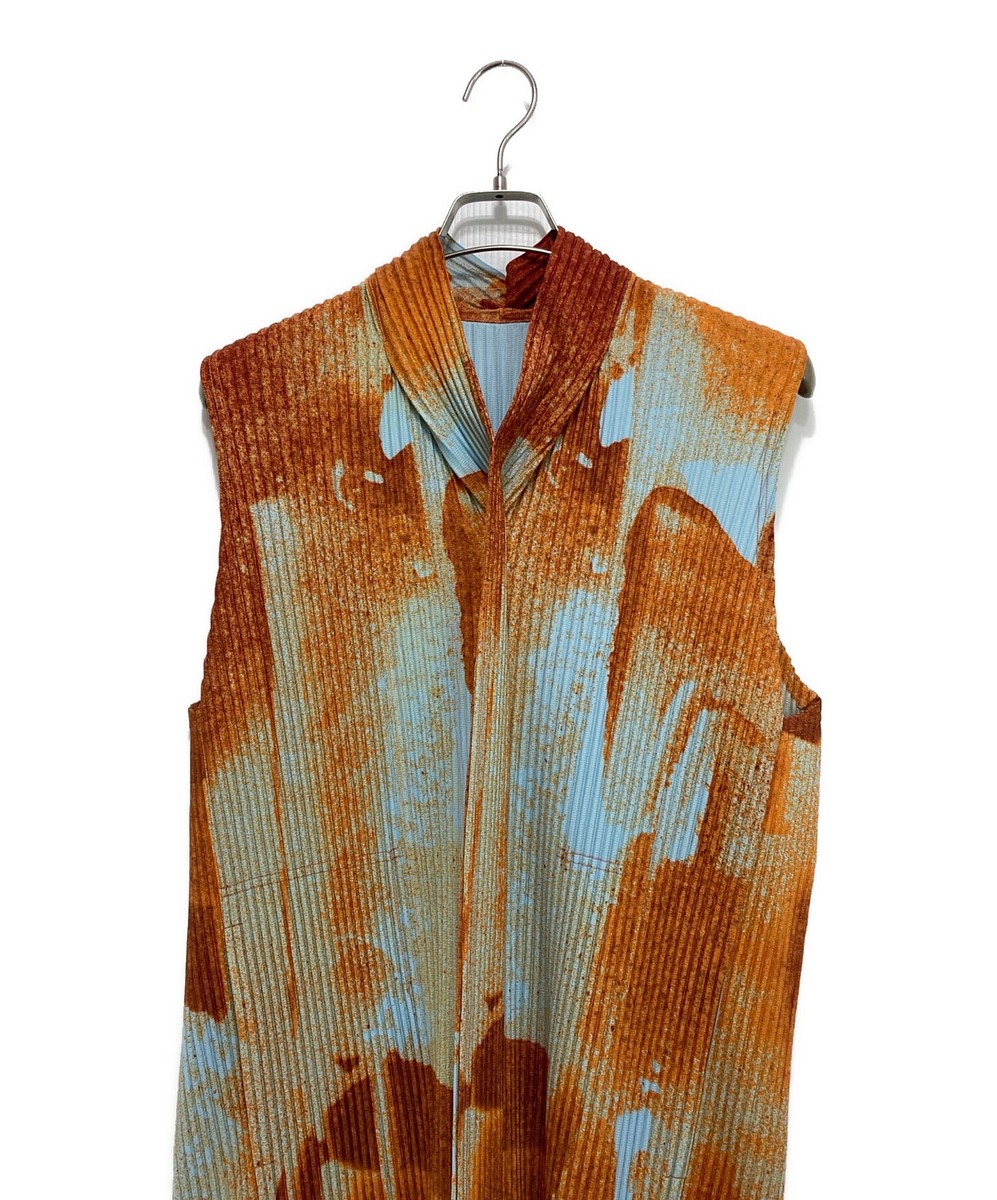 HOMME PLISSE ISSEY MIYAKE WIND WALK Long Vest Size: 1 Orange x