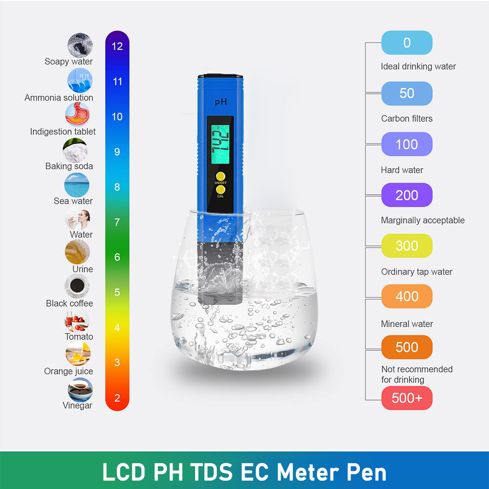 LCD Digital PH Meter Pen Automatic Water Quality Purity Tester with