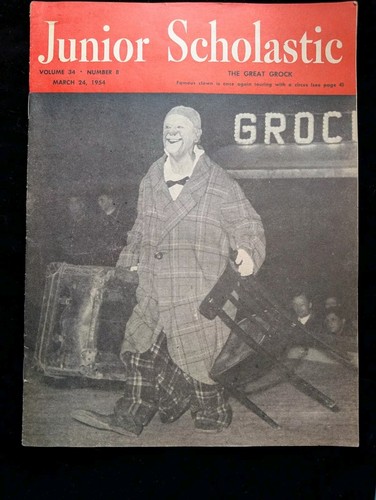 Junior Scholastic March 24 1954 Clown The Great Grock Cover Baby Ruth Candy Ad - Picture 1 of 10