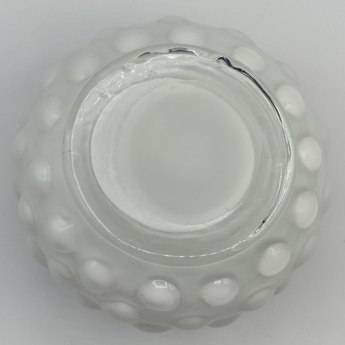 "Vaso in vetro ciotola di rosa pizzicato bianco Hobnail cerchio blu piedistallo base trasparente 4,5" - Foto 4 di 6