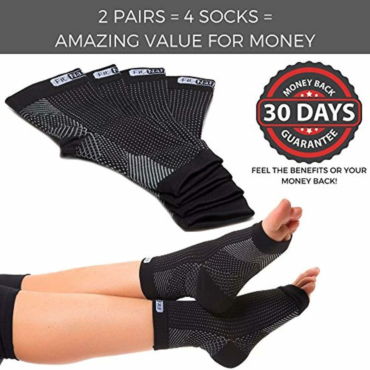 Fit Nation Plantar Fasciitis Socks 2 Pairs of Compression Socks Per