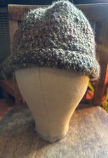 Awesome Hand Knit Beanie With Fall Colors Olive Purple Tan Burgundy Warm 🔥