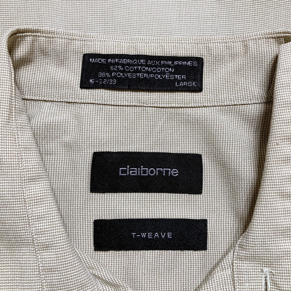 Claiborne T-Weave хаки платье рубашка 16 32/33 хлопковая смесь - Изображение 3 из 4