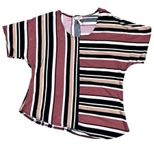 Camisa vintage a rayas coloridas C'este La Vie para mujer talla grande - Hecha en EE. UU.