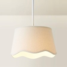 Small Lightshade Easy Fit Ceiling Shade Natural Linen Lampshade Scalloped Edge
