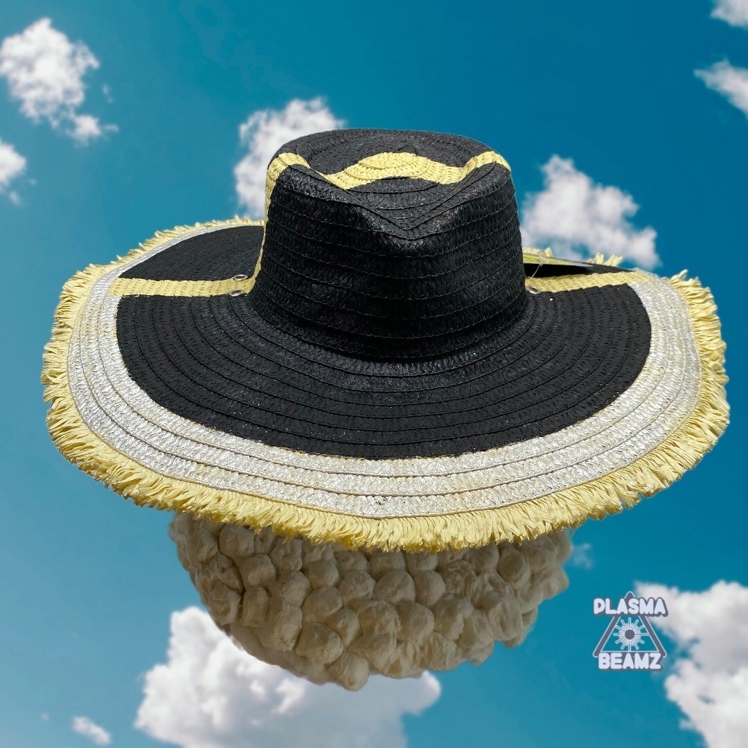 Black Painted Wide Brim Straw Hat | eBay display picture 2