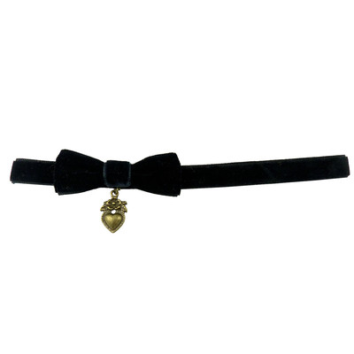 Halskette Halsreif Gothic sexy schwarz Samt Schleife Schmetterling Charm Herz gold