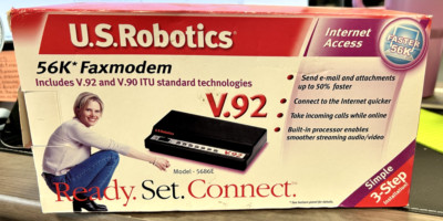 NEW! IN BOX! U.S.Robotics 56K Faxmodem w/ V.92 & V.90 ITU Standard Technology