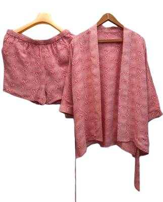 Ensemble De Shorts En Soie Pure Et Veste, Robe Courte Duster Et