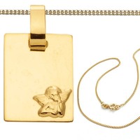 Baby Kinder Gravur Schutz Engel Name Datum AnhäNger Echt Gold 333 Mit 925 Kette