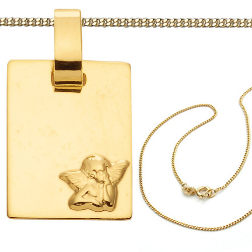Baby Kinder Gravur Schutz Engel Name Datum AnhäNger Echt Gold 333 Mit 925 Kette-image