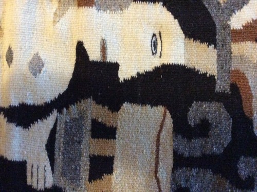 rug Aztec browns Navajo 77x55 smoke Southwest Native Wool Blanket vtg Chief Art - Picture 5 of 12