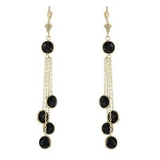 14k Yellow Gold Chandelier Earrings with Round Onyx Gemstones by the Yard