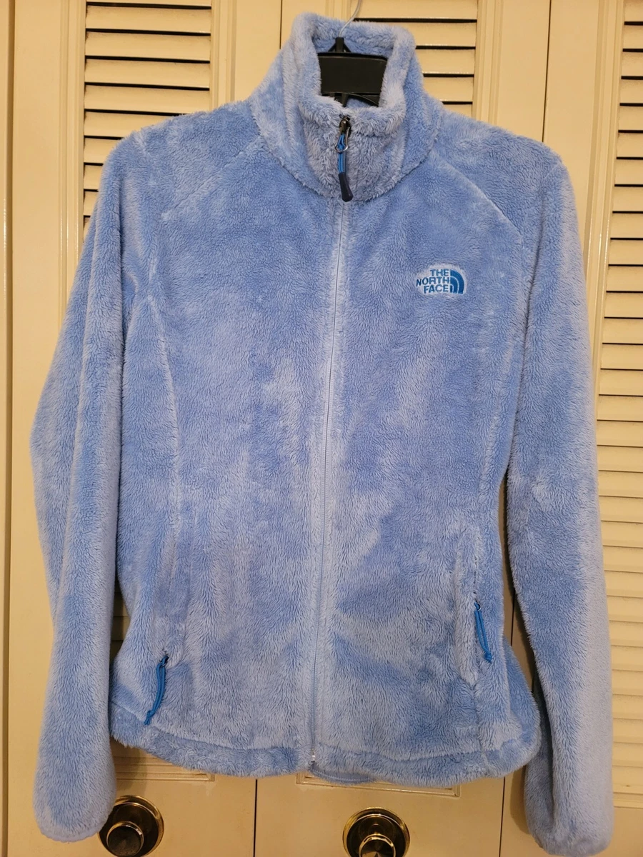 The North Face Fleece Osito Jacket Womens Size Small Light Blue Furry Blue  Logo