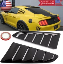 Black Rear 1/4 Quarter Side Window Cover Louver Scoop Vent For 15-2020  Mustang