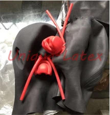 421 3D mask w ears w red mouth lip facing sheath tongue LONG nose tube FIT 59-62