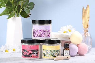8-PC Soaking Bath Salts Gift Set - Argan Oil Bath Bombs Wooden Scoop Epsom Salt