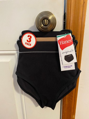 NEU DAMENGRÖSSE SMALL HANES ORIGINALS NAHTLOS GERIPPT HOHES BEIN BIKINI UNTERWÄSCHE 3ER-PACK - Bild 1 von 8