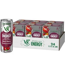 (24 Pack) V8 SPARKLING Black Cherry Energy Drink with Vegetable Juice, 11.5 Oz
