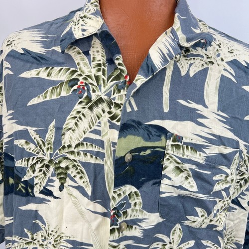 After Dark by Falcon Bay 2XL Aloha Hawaiian Shirt Palm Trees Coconuts Gray - Picture 4 of 7