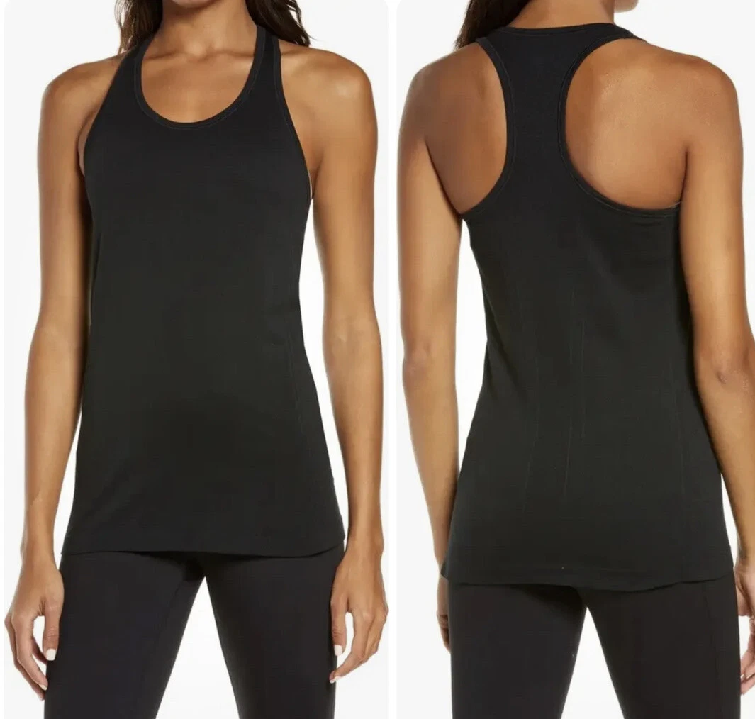 NWT $58 Spanx Seamless Racerback Tank - 50194R - Black - S/P