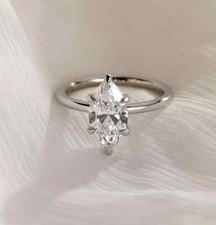 925 Sterling Silver 2.30 Ct Marquise Cut Moissanite Solitaire Everyday Wear Ring