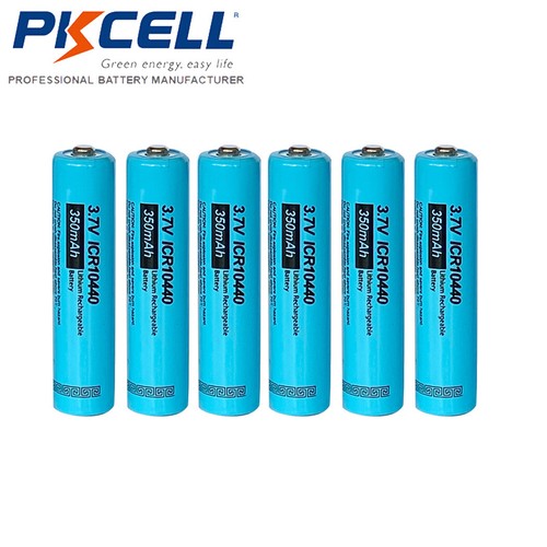 6PCS AAA 3.7V 10440 Rechargeable Lithium Li-ion Batteries Button Top ...