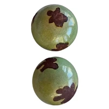 Ceramic carpet decorative green balls spheres orbs (set of 2)