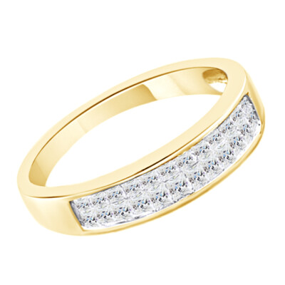Cubic Zirconia Men's Band Ring 14K Rose Gold Plated Sterling Silver Size 10.5