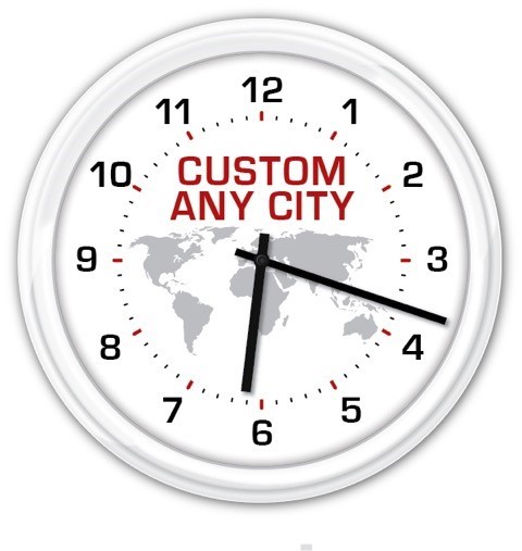 CUSTOM WALL CLOCK - World Globe Time Zone office business home - YOUR CHOICE