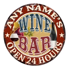 CP-0145 ANY NAME'S WINE BAR Custom Personalized Tin Sign Decor Gift ideas
