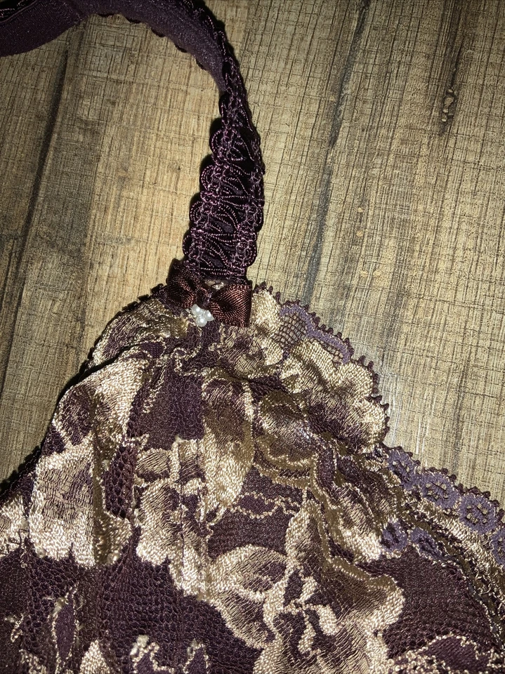 FELINA Brown Beige Lace Underwire Lightly Lined UNPADDED Bra 32DD  #5579 - Image 4 of 4