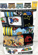 Super Mario Boy's Boxer Briefs SZ L 10-12 4-Pk Athletic Underwear Mario Bro...