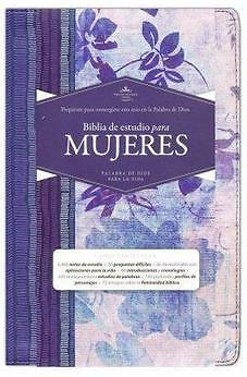 RVR 1960 BIBLIA DE ESTUDIO PARA MUJER AZUL FLORIADO TELA IMPRESA