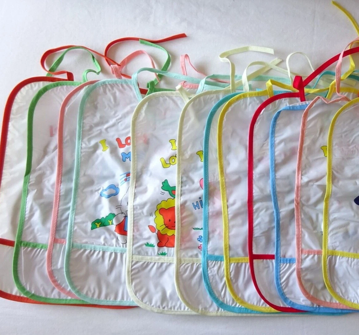 12 Baby Mix PVC Fabric Tie up Bibs Waterproof Easy Clean Play Craft Crumb Pocket
Opens in a new wind