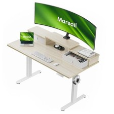 Electric Standing Desk with Drawers, 55 x 28 Height Adjustable 55x28" Maple