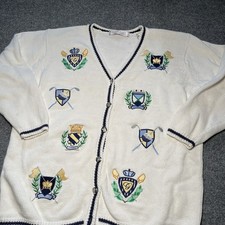 Karen Scott Cardigan Sweater Womens L Golf Cr...
