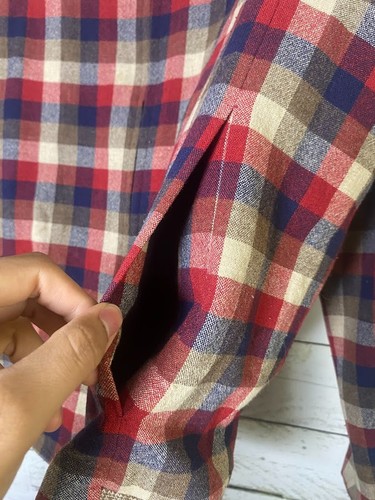 Vintage A Bathing Ape Classic Plaid Zip Jacket Med Red Navy Tan Checkered Mens - Picture 12 of 12