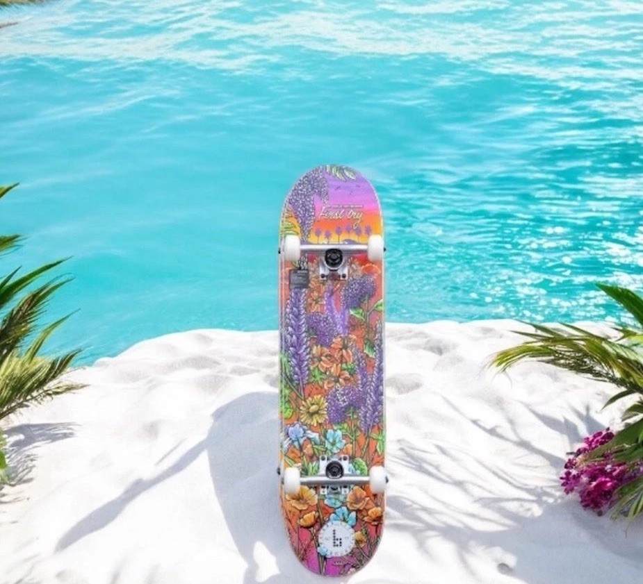 Braille Skateboard  Flowers Colorful 31 In. x 7.75 In. Pro C