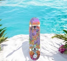 Braille Skateboard  Flowers Colorful 31 In. x 7.75 In. Pro Complete Purple 💐